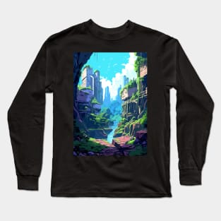 Algae City Fantasy Anime Art Style Aesthetic Long Sleeve T-Shirt